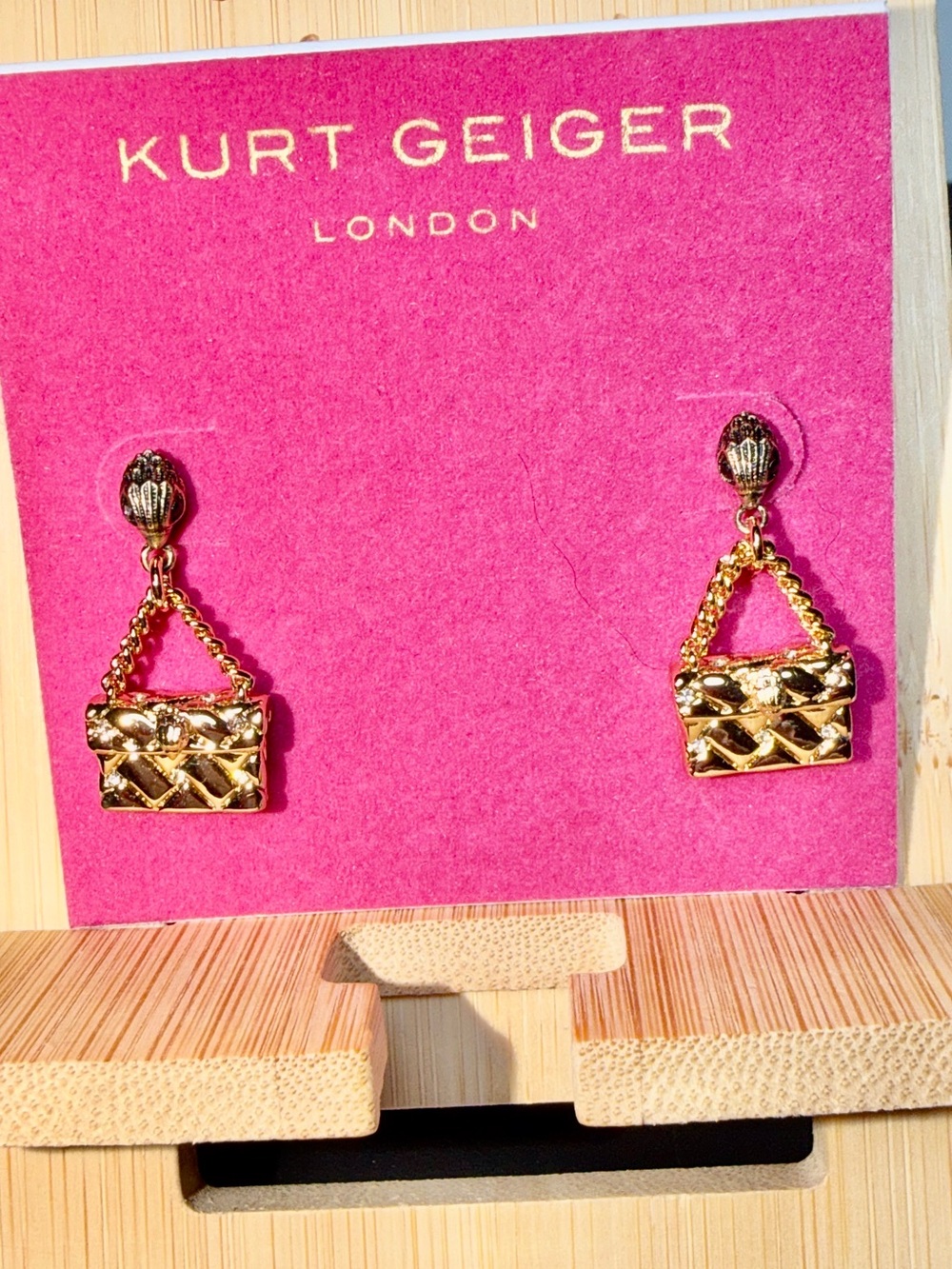 Kurt Geiger Gold-Tone Mini Handbag Drop Earrings -  NWT